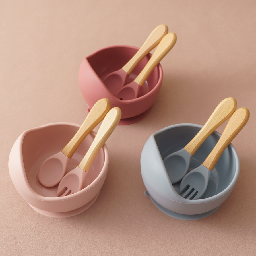 Baby Food Tray - 3Pcs Silicone Baby Feeding Bowl Set