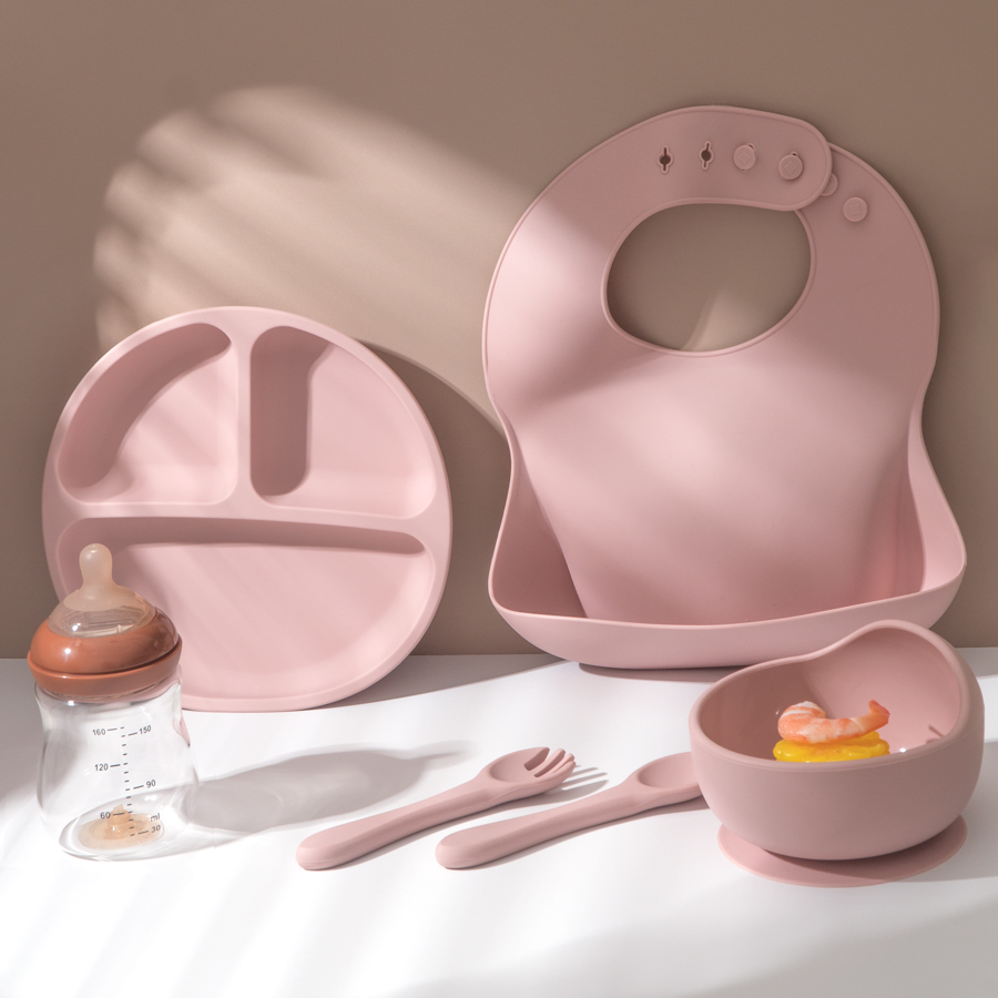 5Pcs Baby Silicone Feeding Set - Baby Food Tray recension och pris