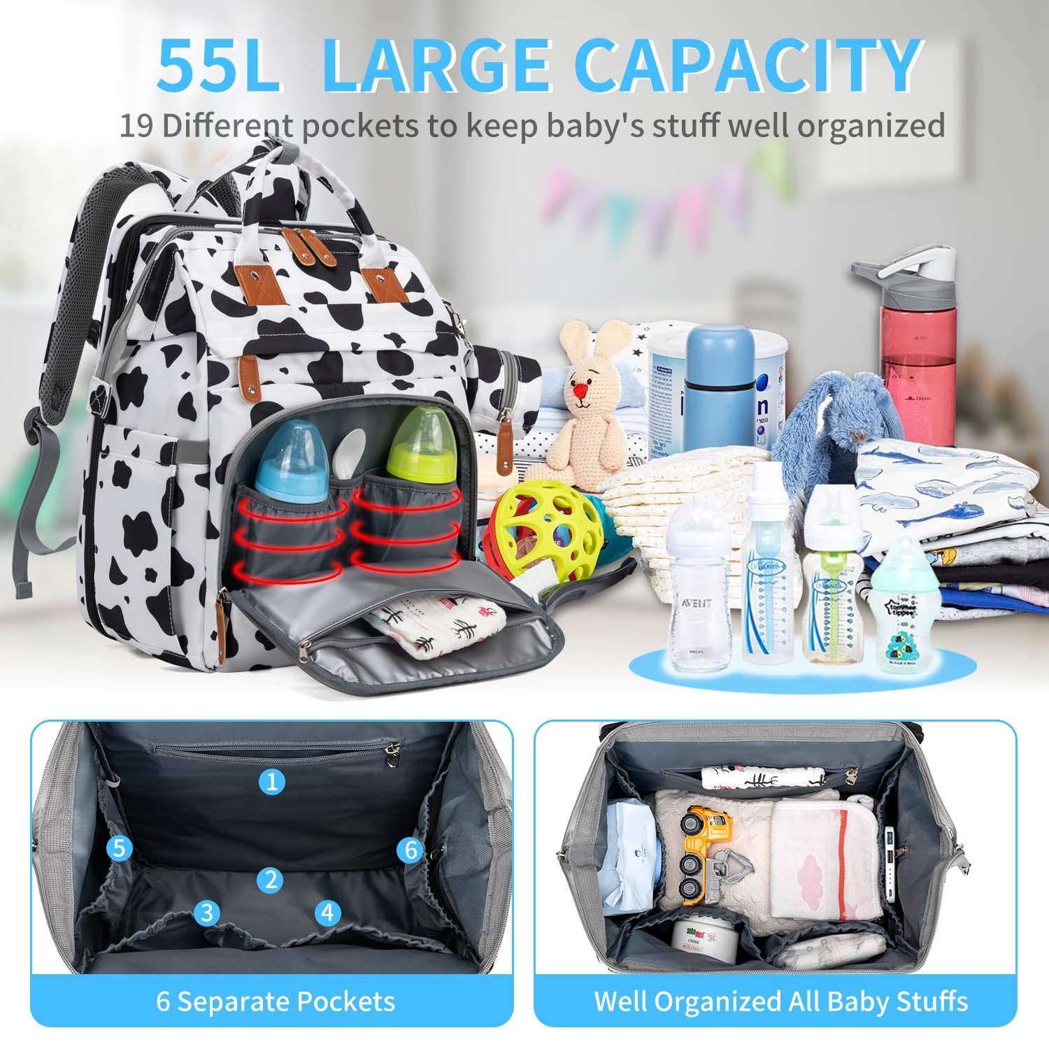 KABAQOO Diaper Bag Backpack wi - Baby Puree Pouch recension och pris