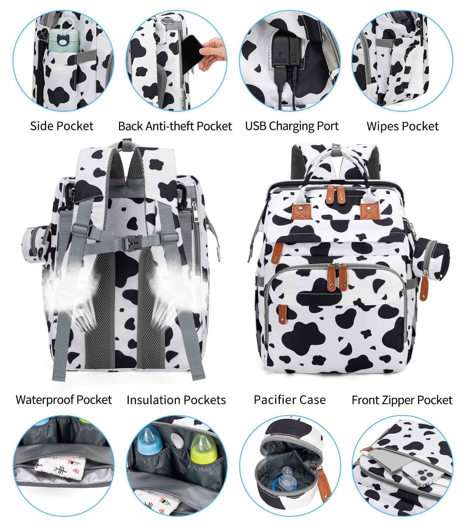 KABAQOO Diaper Bag Backpack wi - Baby Puree Pouch recension och pris